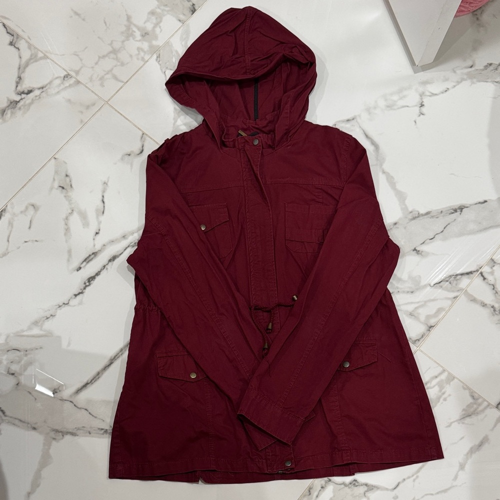 New Look Deep Red Hooded Utility Jacket